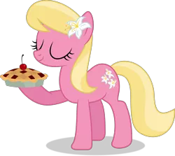 Size: 10092x8982 | Tagged: safe, artist:thatusualguy06, derpibooru import, lily, lily valley, earth pony, pony, the big mac question, .svg available, absurd resolution, cherry, cherry pie (food), eyes closed, female, food, image, mare, pie, png, simple background, solo, transparent background, vector