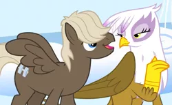 Size: 731x449 | Tagged: safe, artist:koraluch, derpibooru import, edit, edited screencap, screencap, dumbbell, gilda, gryphon, pegasus, sonic rainboom (episode), cropped, female, gildabell, image, male, png, shipping, straight, vector