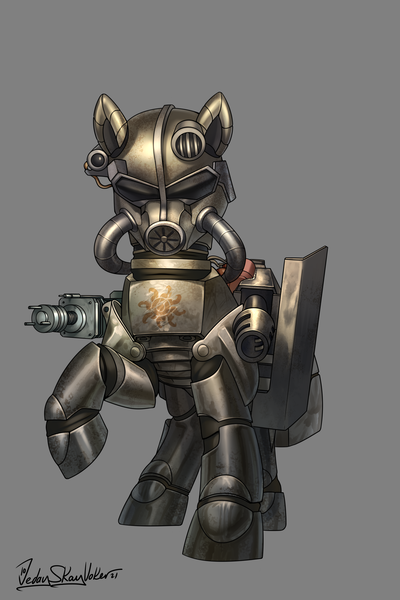 Size: 2000x3000 | Tagged: safe, artist:jedayskayvoker, derpibooru import, oc, unnamed oc, unofficial characters only, pony, fallout equestria, armor, female, helmet, image, looking at you, mare, png, power armor, solo, version