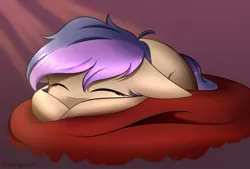 Size: 1080x731 | Tagged: safe, artist:radiogaga.art, derpibooru import, oc, unofficial characters only, earth pony, pony, earth pony oc, eyelashes, eyes closed, floppy ears, image, jpeg, lying down, male, prone, signature, sleeping, solo, stallion