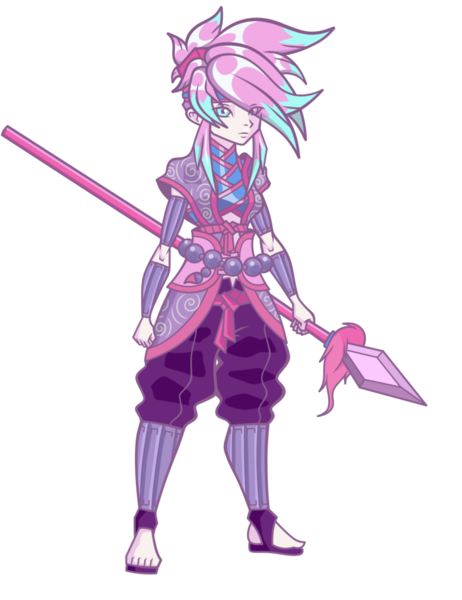 Size: 850x1103 | Tagged: safe, artist:j053ph-d4n13l, derpibooru import, oc, oc:petal storm, unofficial characters only, equestria girls, armor, clothes, equestria girls-ified, feet, female, headband, image, pants, png, sandals, simple background, solo, spear, transparent background, weapon