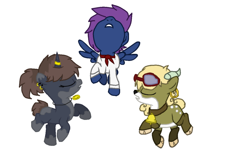 Size: 1166x804 | Tagged: safe, derpibooru import, oc, goat, goat pony, pegasus, unicorn, hellsing, image, png