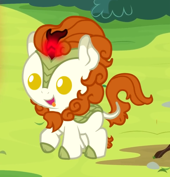Size: 775x805 | Tagged: safe, artist:magpie-pony, derpibooru import, autumn blaze, kirin, awwtumn blaze, baby, baby kirin, cropped, cute, female, filly, foal, image, kirinbetes, png, solo, younger
