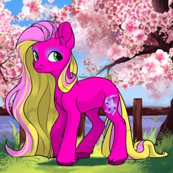 Size: 1024x1024 | Tagged: safe, derpibooru import, oc, earth pony, avatar maker factory, cherry blossoms, flower, flower blossom, fuschia flower, image, long mane, png, solo