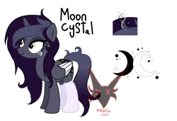 Size: 1856x1268 | Tagged: safe, artist:nightfoxgangsters, derpibooru import, oc, oc:moon crystal, unofficial characters only, alicorn, alicorn oc, female, horn, image, png, reference sheet, simple background, solo, transparent background, wings