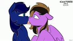 Size: 3840x2160 | Tagged: suggestive, artist:jellysiek, derpibooru import, oc, unofficial characters only, pegasus, pony, commission, couple, image, jpeg, kinktober, kinktober2020, kissing, looking into each others eyes, salivating, simple background, white background