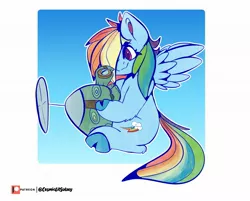 Size: 2048x1644 | Tagged: safe, artist:cosmiclitgalaxy, derpibooru import, rainbow dash, tank, pegasus, pony, tortoise, backwards cutie mark, cloven hooves, cute, duo, goggles, gradient background, image, jpeg