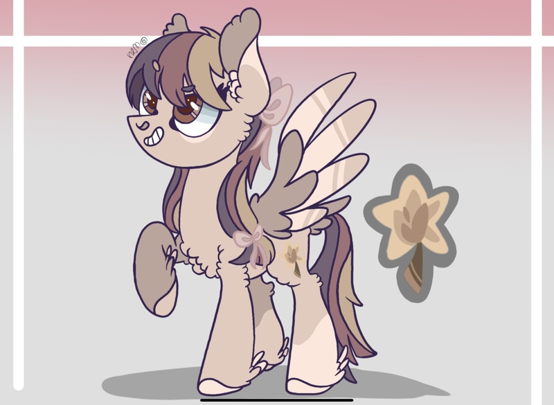 Size: 2278x1667 | Tagged: safe, artist:caramelbolt24, derpibooru import, oc, unofficial characters only, pegasus, pony, abstract background, chest fluff, colored hooves, ear fluff, feathered fetlocks, female, grin, image, jpeg, magical lesbian spawn, mare, offspring, parent:applejack, parent:twilight sparkle, parents:twijack, pegasus oc, raised hoof, reference sheet, signature, smiling, solo, two toned wings, wings