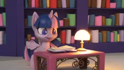 Size: 1920x1080 | Tagged: safe, derpibooru import, screencap, twilight sparkle, twilight sparkle (alicorn), alicorn, pony, book filled adventure, my little pony: pony life, my little pony: stop motion short, book, image, lamp, png, solo, stop motion