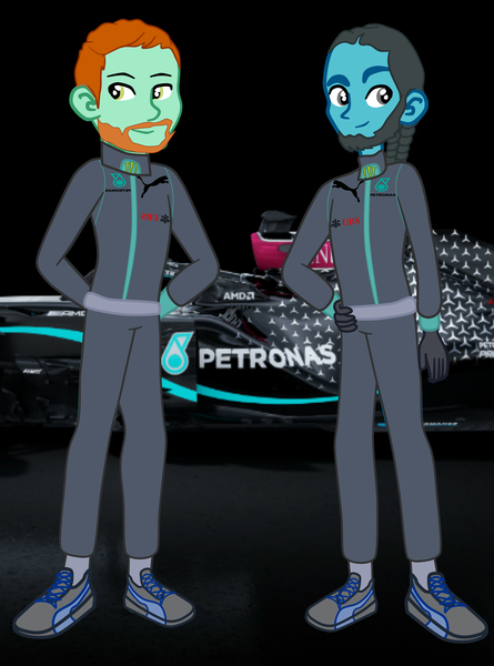 Size: 2664x3588 | Tagged: safe, artist:gmaplay, derpibooru import, equestria girls, equestria girls-ified, image, lewis hamilton, mercedes-benz, mercedes-benz sls amg, png, valteri bottas