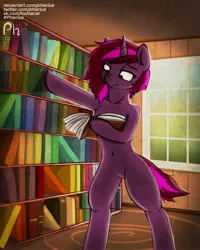 Size: 2400x3000 | Tagged: safe, artist:phlerius, derpibooru import, oc, unofficial characters only, pony, book, bookshelf, digital art, image, jpeg, library, reading, room, solo, window
