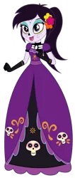 Size: 1920x4536 | Tagged: safe, artist:lhenao, derpibooru import, equestria girls, barely eqg related, catalina la catrina, clothes, costume, crossover, image, png, simple background, skeleton costume, solo, transparent background