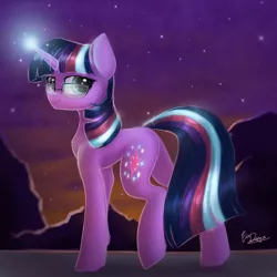 Size: 2000x2000 | Tagged: safe, artist:aryatheeditor, artist:evedizzy26, derpibooru import, sci-twi, twilight sparkle, ponified, pony, unicorn, equestria girls, beautiful, blue eyes, cutie mark, element of magic, equestria girls ponified, female, geode of telekinesis, glasses, glowing horn, headcanon, heterochromia, horn, image, jewelry, magic, magical geodes, mare, png, powerful sparkle, regalia, sky, solo, unicorn sci-twi, unicorn twilight