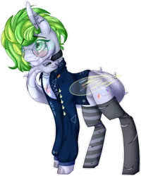 Size: 641x803 | Tagged: safe, artist:song-star, derpibooru import, oc, oc:cloud drift, unofficial characters only, pegasus, pony, augmented tail, clothes, collar, commission, ear piercing, earring, eyes closed, eyeshadow, female, freckles, glasses, image, jacket, jewelry, leather jacket, makeup, mare, markings, mismatched socks, nuzzling, piercing, png, ripped stockings, shirt, simple background, socks, solo, stockings, striped socks, sunglasses, t-shirt, thigh highs, torn clothes, transparent background