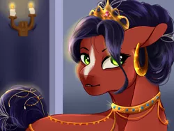 Size: 4160x3120 | Tagged: safe, artist:inyah, derpibooru import, oc, oc:cherry, earth pony, pony, accessories, ear piercing, earring, earth pony oc, female, image, jewelry, mare, necklace, piercing, png, pony oc, tiara