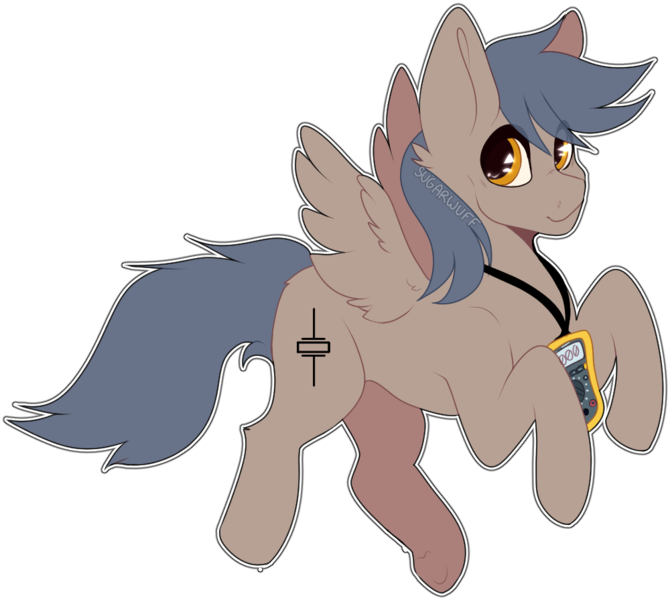 Size: 1000x895 | Tagged: safe, artist:sugarwuff, derpibooru import, oc, oc:phase noise, unofficial characters only, image, multimeter, png, simple background, solo, transparent background