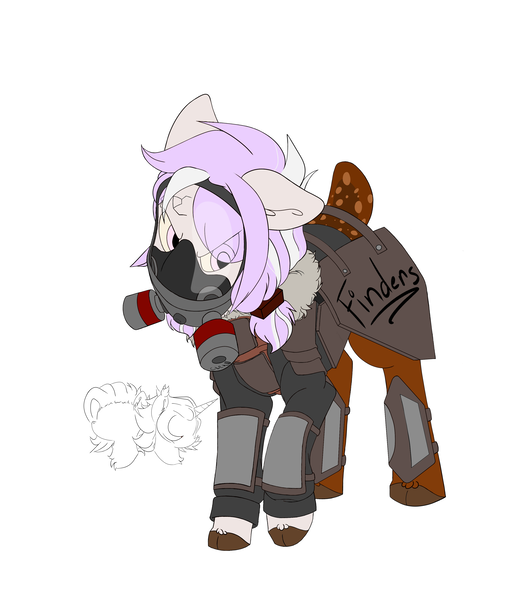 Size: 3000x3500 | Tagged: safe, derpibooru import, oc, oc:little chip, deer, deer pony, hybrid, original species, pony, fallout equestria, fallout equestria: project horizons, angry, armor, clothes, cloven hooves, fanfic art, female, filly, finders keepers, gas mask, image, jacket, logo, mask, png, shadow, simple background, solo, this will not end well, two toned mane, white background