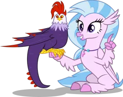 Size: 10000x7866 | Tagged: safe, artist:chrzanek97, derpibooru import, edith (cockatrice), silverstream, classical hippogriff, cockatrice, hippogriff, student counsel, absurd resolution, creature, cute, diabedith, diastreamies, duo, image, inkscape, png, simple background, sitting, smiling, .svg available, transparent background, vector