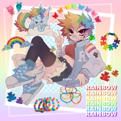 Size: 4000x4000 | Tagged: safe, artist:yeonae, derpibooru import, rainbow dash, human, pegasus, pony, arm wraps, bandaid, belly button, clothes, cloud, converse, cutie mark accessory, cutie mark earrings, denim shorts, ear piercing, earring, female, hand gesture, human ponidox, humanized, image, jewelry, looking at you, mare, on a cloud, piercing, png, self ponidox, shoes, shorts, sitting, sitting on cloud, sneakers