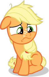 Size: 6387x10050 | Tagged: safe, artist:thatusualguy06, derpibooru import, applejack, earth pony, pony, going to seed, .svg available, absurd resolution, blank flank, cute, female, filly, filly applejack, image, jackabetes, png, sad, sadorable, simple background, transparent background, unhapplejack, vector, younger
