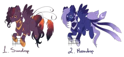 Size: 3398x1581 | Tagged: safe, artist:minelvi, derpibooru import, oc, unofficial characters only, pegasus, pony, duo, ear fluff, hoof shoes, image, pegasus oc, png, signature, simple background, transparent background, two toned wings, wings