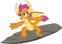 Size: 2743x1953 | Tagged: safe, anonymous artist, derpibooru import, smolder, dragon, sweet and smoky, claws, confident, derpibooru exclusive, dragoness, dragon lands, female, horns, image, lava, lava surfing, png, simple background, smiling, smugder, solo, spread wings, surfboard, surfing, .svg available, transparent background, vector, wings