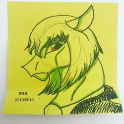 Size: 1080x1080 | Tagged: safe, artist:stargazerseven, derpibooru import, ponified, earth pony, pony, bust, clothes, image, jpeg, lineart, male, promare, solo, stallion, traditional art