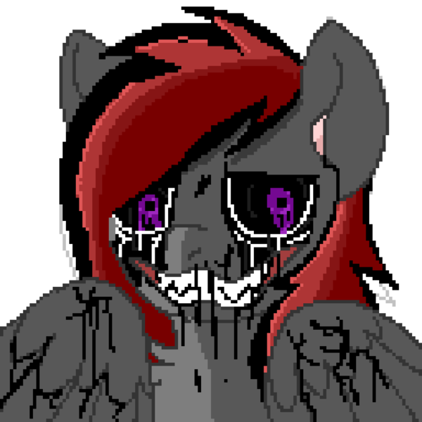 Size: 1024x1024 | Tagged: grimdark, artist:dicemarensfw, derpibooru import, oc, oc:dicemare, unofficial characters only, pegasus, pony, anti dicemare, creepy, creepypasta, devil, evil, evil grin, eyes open, female, grin, half body, halloween, head shot, holiday, image, mare, open mouth, photo, pixel art, png, scary, sharp teeth, simple background, smiling, solo, solo female, spooky, teeth, transparent background