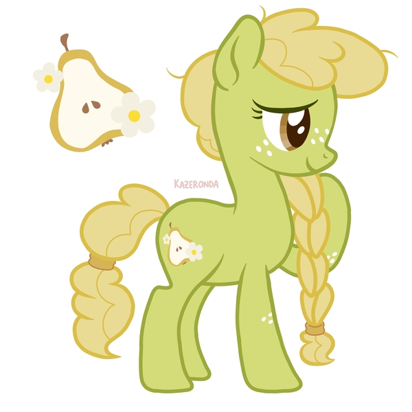 Size: 2600x2600 | Tagged: safe, artist:kazeronda, derpibooru import, oc, earth pony, pony, cutie mark, food, image, jpeg, pear, solo