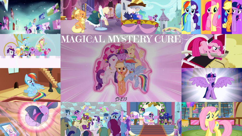 Size: 1960x1103 | Tagged: safe, derpibooru import, edit, edited screencap, editor:quoterific, screencap, alula, amethyst star, applejack, berry punch, berryshine, blues, bon bon, carrot top, cloud kicker, crescent pony, fleur de verre, fluttershy, golden harvest, goldengrape, grape crush, linky, mane moon, merry may, minuette, noteworthy, pinkie pie, pluto, princess cadance, princess celestia, princess luna, rainbow dash, rarity, sassaflash, shoeshine, sir colton vines iii, spike, spring melody, sprinkle medley, sunshower raindrops, sweetie drops, twilight sparkle, twilight sparkle (alicorn), alicorn, unicorn, magical mystery cure, big crown thingy, clothes, coronation dress, dress, element of magic, golden oaks library, image, jewelry, library, mane six, png, princess celestia's special princess making dimension, regalia, swapped cutie marks, unicorn twilight