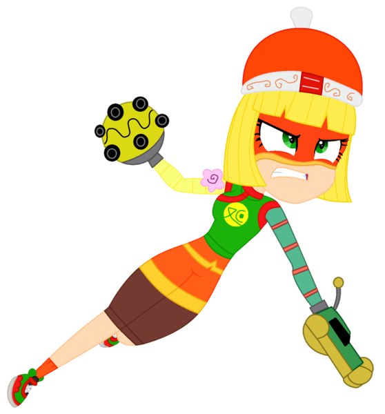 Size: 1280x1376 | Tagged: safe, artist:chlaneyt, artist:mlp-lolada, derpibooru import, equestria girls, angry face, arms (video game), barely eqg related, base used, clothes, crossover, dragon arm, equestria girls style, equestria girls-ified, hat, image, mask, min min, nintendo, png, shoes, simple background, sneakers, socks, solo, transparent background