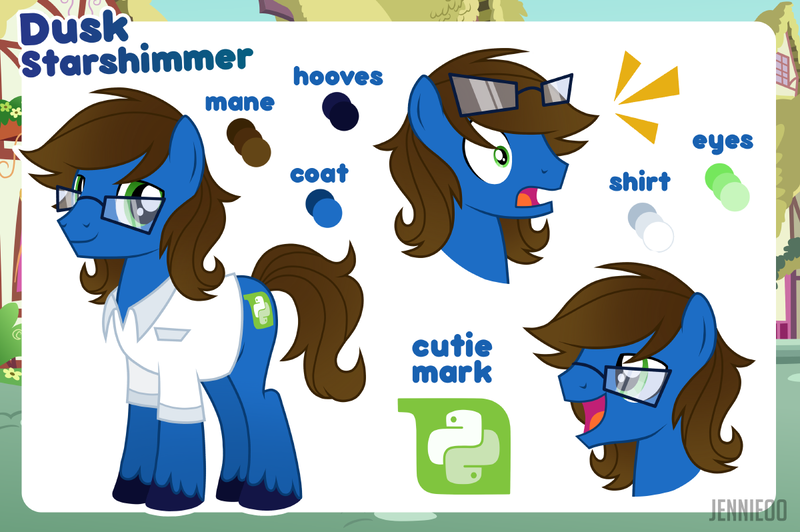 Size: 1200x798 | Tagged: safe, artist:jennieoo, derpibooru import, oc, oc:dusk starshimmer, earth pony, pony, clothes, cutie mark, glasses, glasses off, happy, image, male, png, reference sheet, sheet, shirt, shocked, shocked expression, show accurate, smiling, solo, stallion