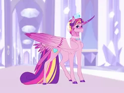 Size: 4000x3000 | Tagged: safe, artist:iouise, derpibooru import, princess cadance, alicorn, pony, alternate hairstyle, crown, female, horn, horn ring, image, jewelry, mare, necklace, png, regalia, ring, solo, tail feathers, veil