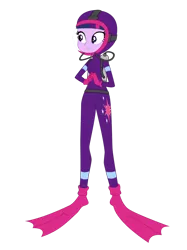 Size: 1024x1366 | Tagged: safe, artist:zefrenchm, derpibooru import, twilight sparkle, equestria girls, clothes, diving suit, female, hooded wetsuit, image, png, scuba, scuba gear, simple background, solo, transparent background, vector, wetsuit
