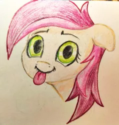 Size: 647x680 | Tagged: safe, artist:sv37, derpibooru import, roseluck, earth pony, pony, :p, bust, floppy ears, head only, image, jpeg, looking at you, portrait, solo, tongue out