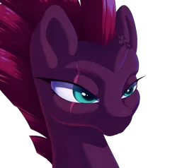 Size: 2100x2000 | Tagged: safe, artist:aquaticvibes, derpibooru import, tempest shadow, pony, unicorn, broken horn, bust, eye scar, female, horn, image, lidded eyes, mare, png, portrait, scar, simple background, smiling, solo, transparent background, unamused