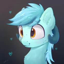 Size: 2703x2709 | Tagged: safe, artist:xbi, derpibooru import, oc, oc:negasun, unofficial characters only, earth pony, pony, bust, chest fluff, ear fluff, gradient background, horns, image, jpeg, male, not lyra, portrait, scales, solo, stallion