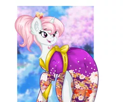 Size: 3621x2993 | Tagged: safe, artist:nightydream, derpibooru import, oc, oc:cherry blossom, pony, unicorn, clothes, female, image, kimono (clothing), mare, png, solo