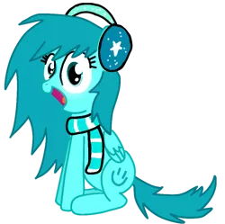 Size: 800x797 | Tagged: safe, artist:crossovercartoons, derpibooru import, oc, oc:random shine, unofficial characters only, pegasus, pony, derpibooru community collaboration, 2021 community collab, clothes, cute, earmuffs, female, folded wings, happy, image, looking at you, mare, ocbetes, png, scarf, simple background, sitting, solo, stars, transparent background, wings