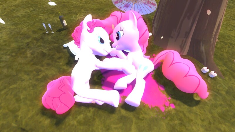 Size: 1280x720 | Tagged: questionable, artist:horsesplease, derpibooru import, pinkie pie, pony, 3d, aftersex, bedroom eyes, bubble berry, bubblepie, clone, cum, female, gmod, image, jpeg, male, mare, pillow, pinkie clone, rule 63, self ponidox, selfcest, shipping, straight