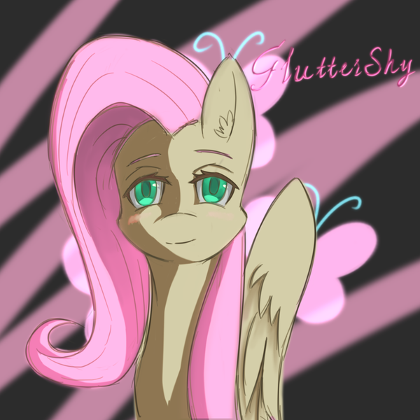 Size: 1063x1063 | Tagged: source needed, safe, artist:eric0999, derpibooru import, fluttershy, pegasus, pony, bust, cutie mark background, ear fluff, female, full face view, image, looking at you, mare, name, png, portrait, solo, wings