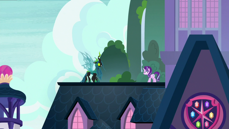 Size: 1920x1080 | Tagged: safe, derpibooru import, screencap, queen chrysalis, starlight glimmer, the ending of the end, image, png