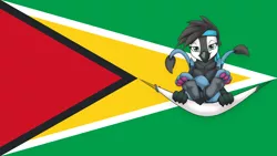 Size: 2560x1440 | Tagged: safe, artist:mysticalpha, derpibooru import, oc, oc:gravia, gryphon, flag, guyana, hammock, image, png, solo