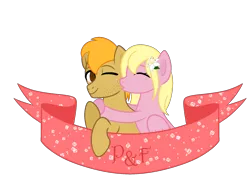 Size: 2000x1500 | Tagged: safe, artist:katelynleeann42, derpibooru import, oc, oc:floria, oc:pumpkin, unofficial characters only, earth pony, pegasus, pony, female, image, kissing, male, mare, png, simple background, stallion, transparent background