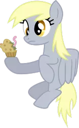 Size: 1931x3106 | Tagged: safe, artist:dash-o-salt, derpibooru import, derpy hooves, pegasus, worm, applebuck season, confused, flying, food, image, muffin, newbie artist training grounds, png, simple background, solo, transparent background