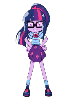 Size: 263x350 | Tagged: safe, artist:batipin, derpibooru import, sci-twi, twilight sparkle, equestria girls, hand on hip, image, looking at you, png, simple background, solo, sumashi gao, transparent background