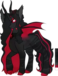 Size: 748x976 | Tagged: safe, artist:velnyx, derpibooru import, oc, oc:dark conjurer, alicorn, bat pony, bat pony alicorn, pony, bat wings, horn, horns, image, png, simple background, solo, transparent background, wings