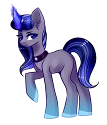 Size: 1609x1883 | Tagged: safe, artist:helemaranth, derpibooru import, oc, unofficial characters only, pony, unicorn, choker, colored hooves, glowing hooves, glowing horn, horn, image, png, raised hoof, simple background, solo, transparent background, unicorn oc