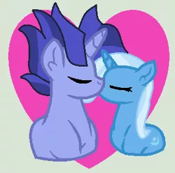 Size: 319x317 | Tagged: safe, artist:jadethepegasus, derpibooru import, hoo'far, trixie, female, image, kissing, male, png, shipping, straight, trixfar