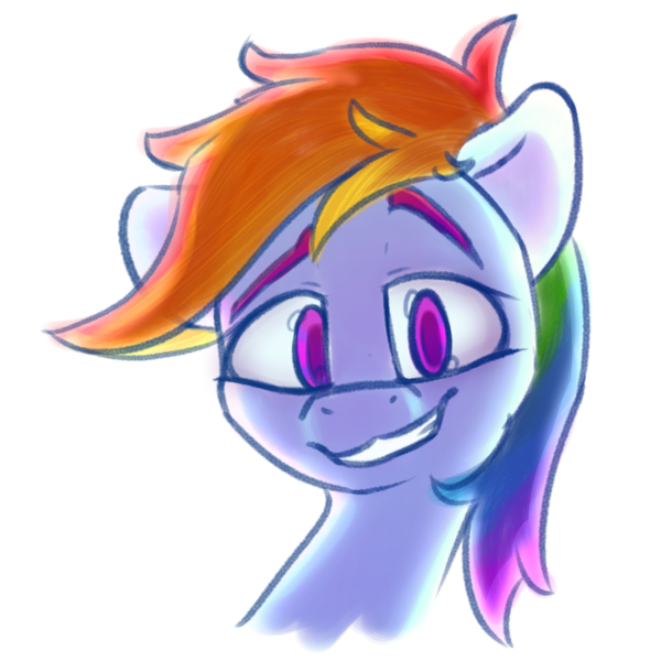 Size: 3000x3000 | Tagged: safe, artist:packy paca, derpibooru import, rainbow dash, pony, bust, image, png, raised eyebrow, simple background, smiling, transparent background
